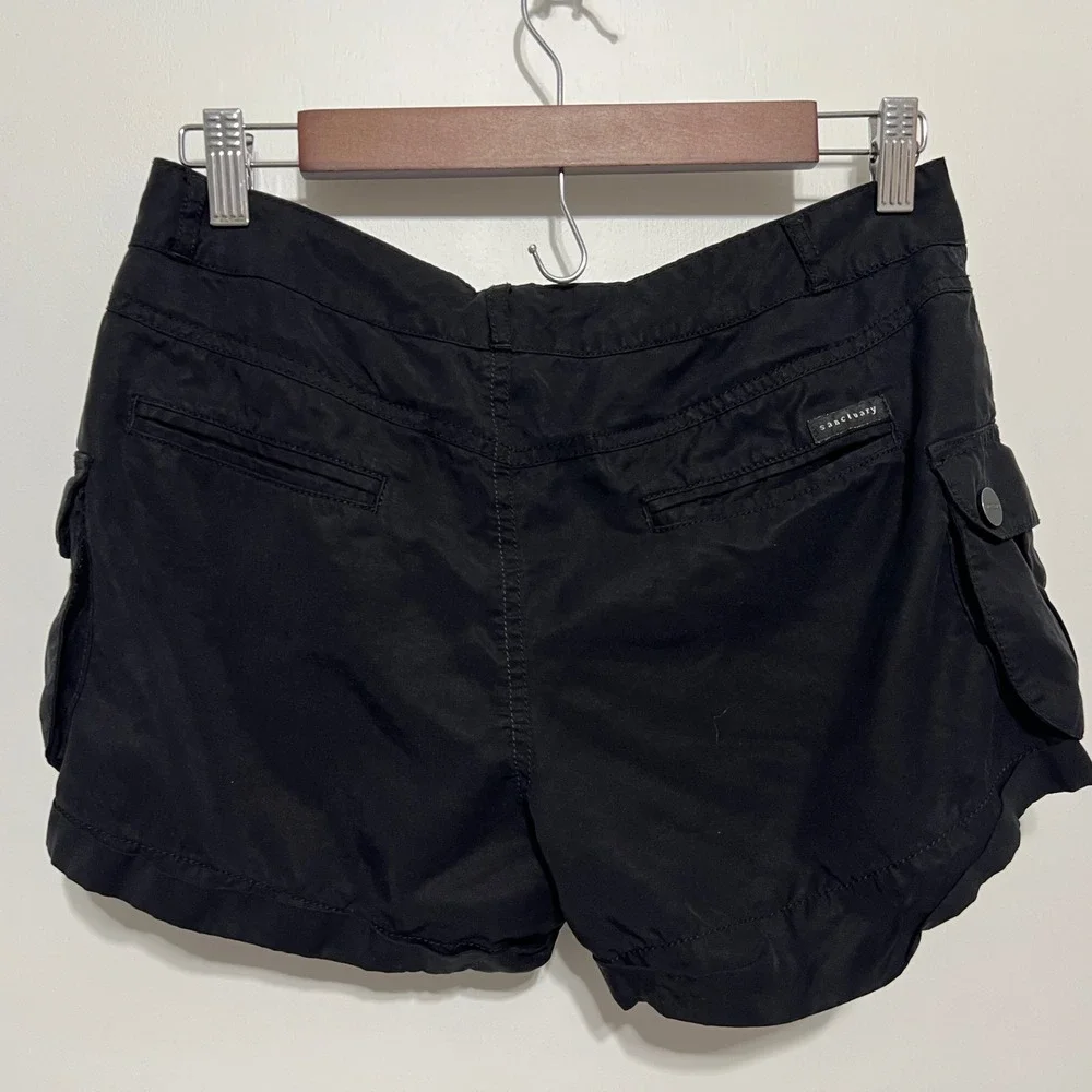 Sanctuary Womens Y2K Cargo‎ Shorts Size 27 Black Utility Pockets Mini Gorpcore